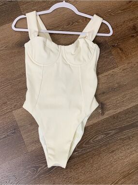Popflex Boardwalk Bombshell Cheeky One Piece Cream Rib M